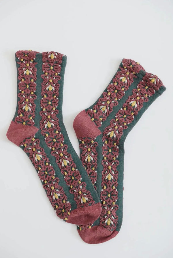 Embroidered Flower Socks