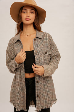 Mini Check Fringe Hem Button Up
