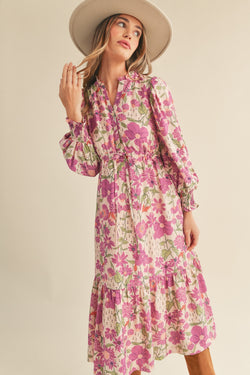 Orchid Floral Puff Sleeve Mini Dress