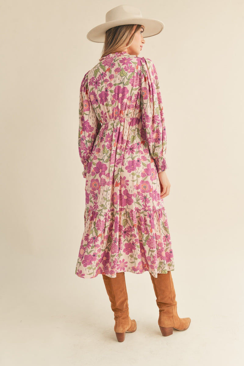 Orchid Floral Puff Sleeve Mini Dress