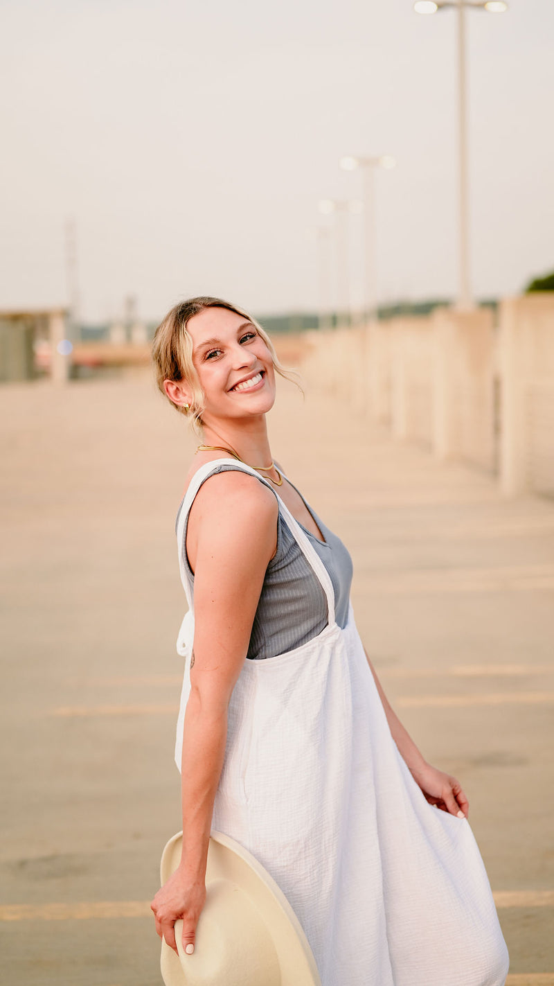 White Gauze Overall Jumpsuit