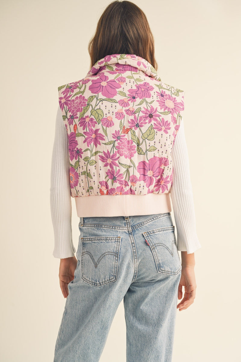 Lilac Floral Puffer Vest