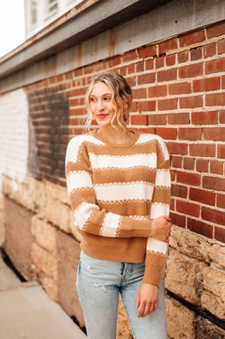 Stitched Seam Striped Sweater