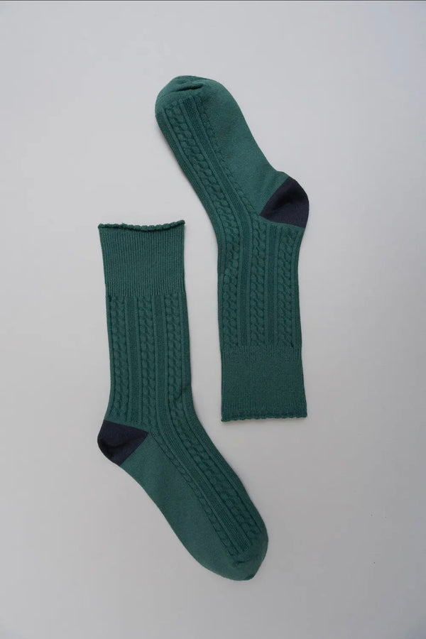 Teal + Navy Scallop Edge Sock
