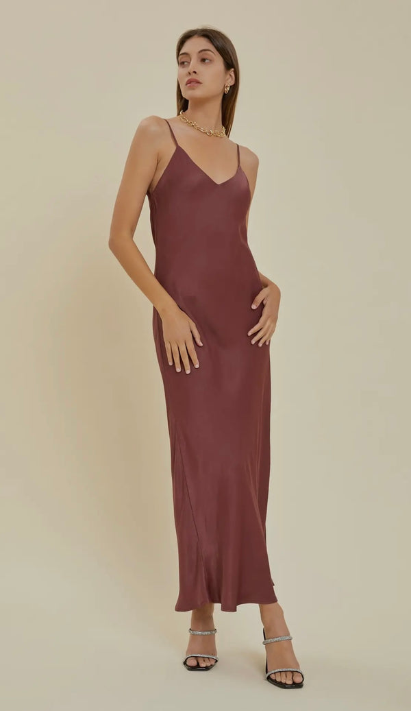 Mulled Wine Satin Dress