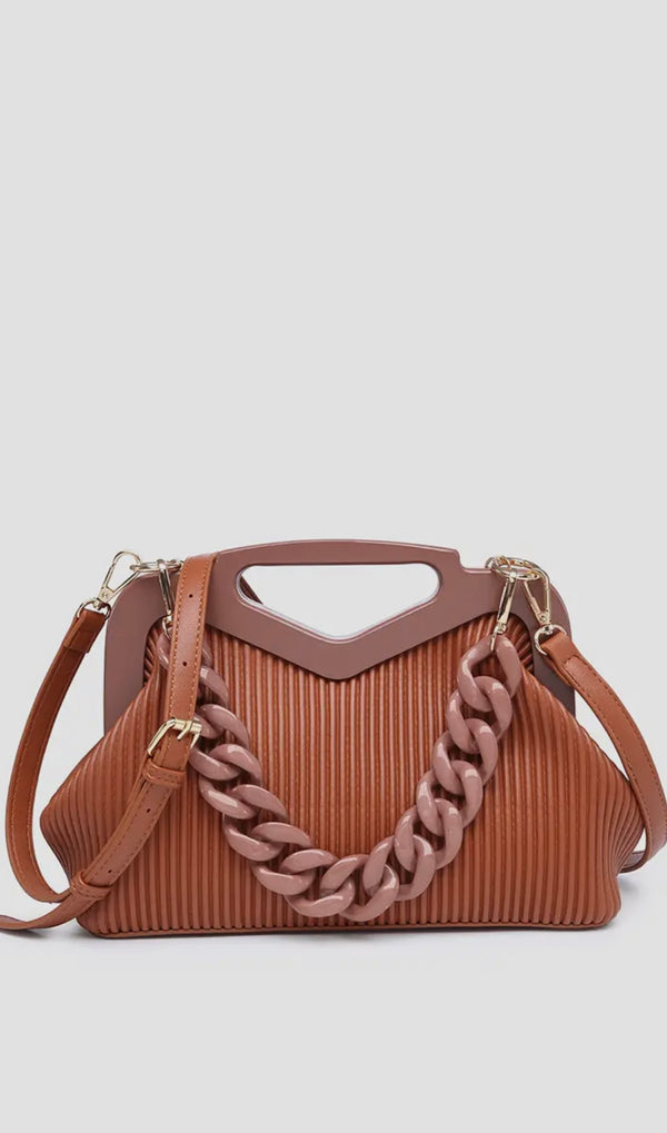 Pleated Frame Bag with Chain Strap