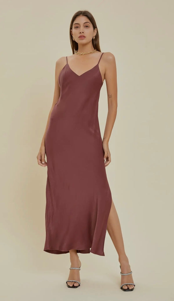 Mulled Wine Satin Dress