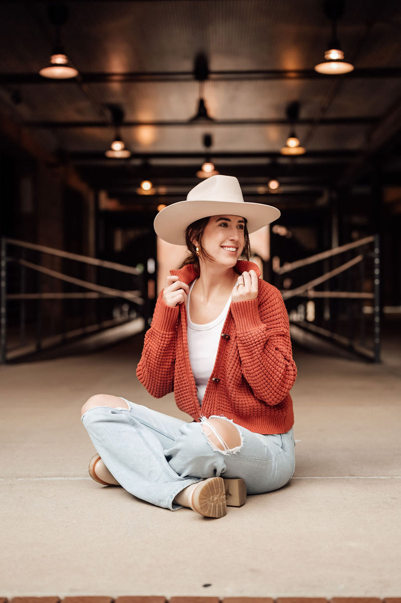 Rust Wooden Toggle Cardi