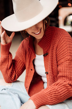 Rust Wooden Toggle Cardi