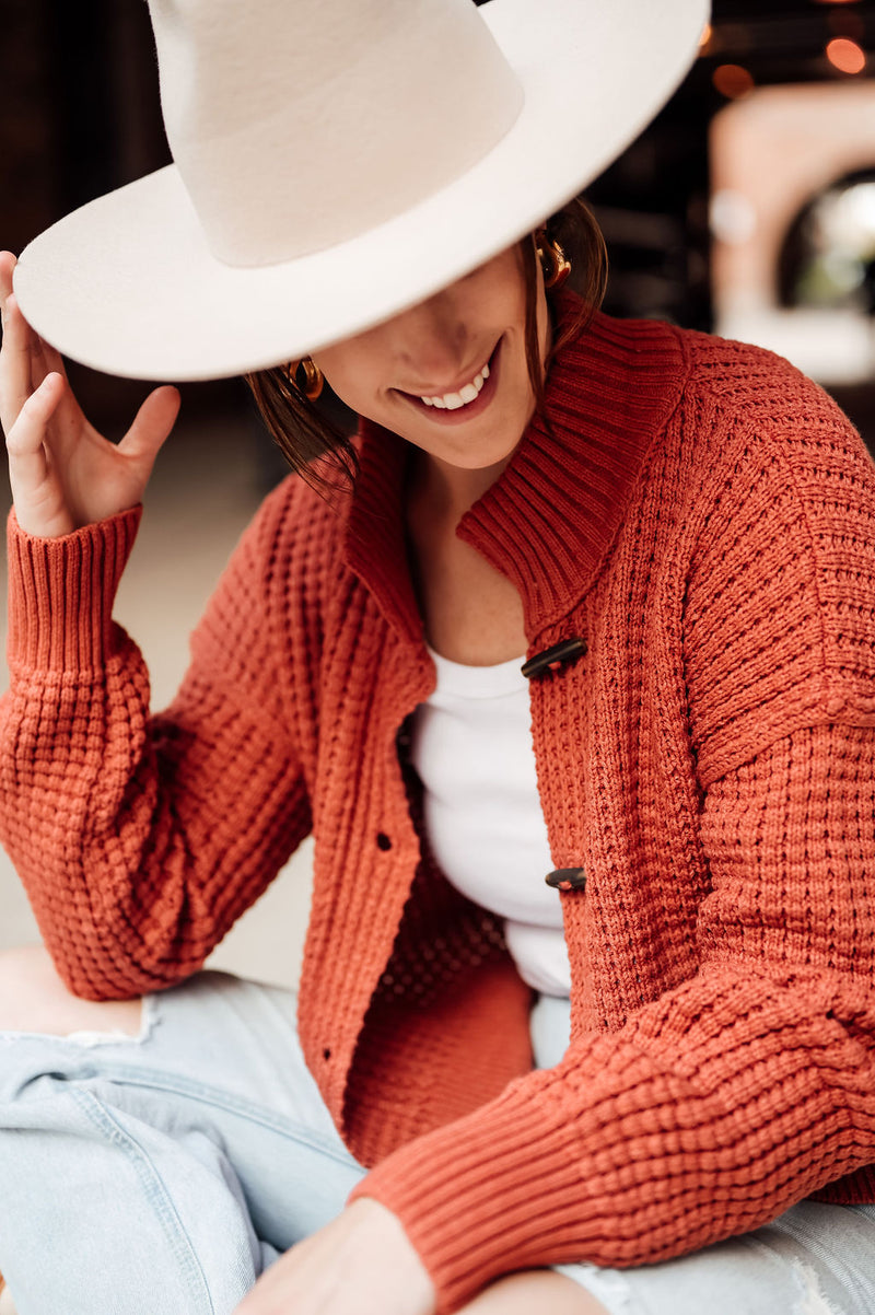 Rust Wooden Toggle Cardi