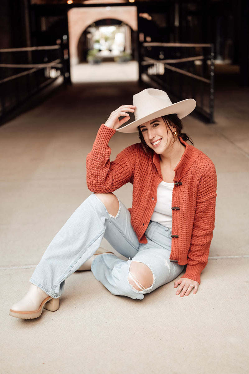 Rust Wooden Toggle Cardi
