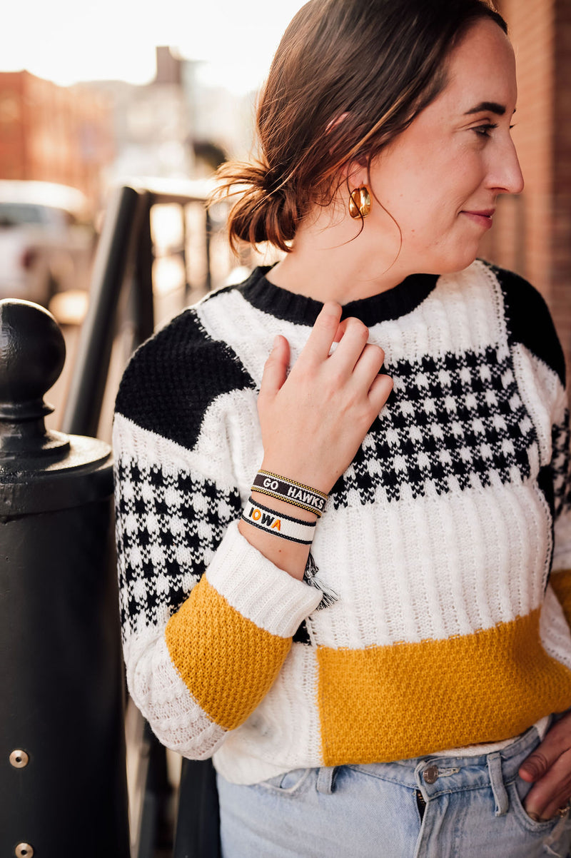 Black+Yellow Colorblock Sweater