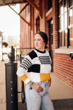 Black+Yellow Colorblock Sweater