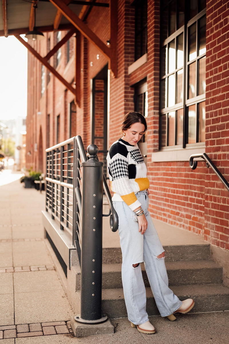 Black+Yellow Colorblock Sweater