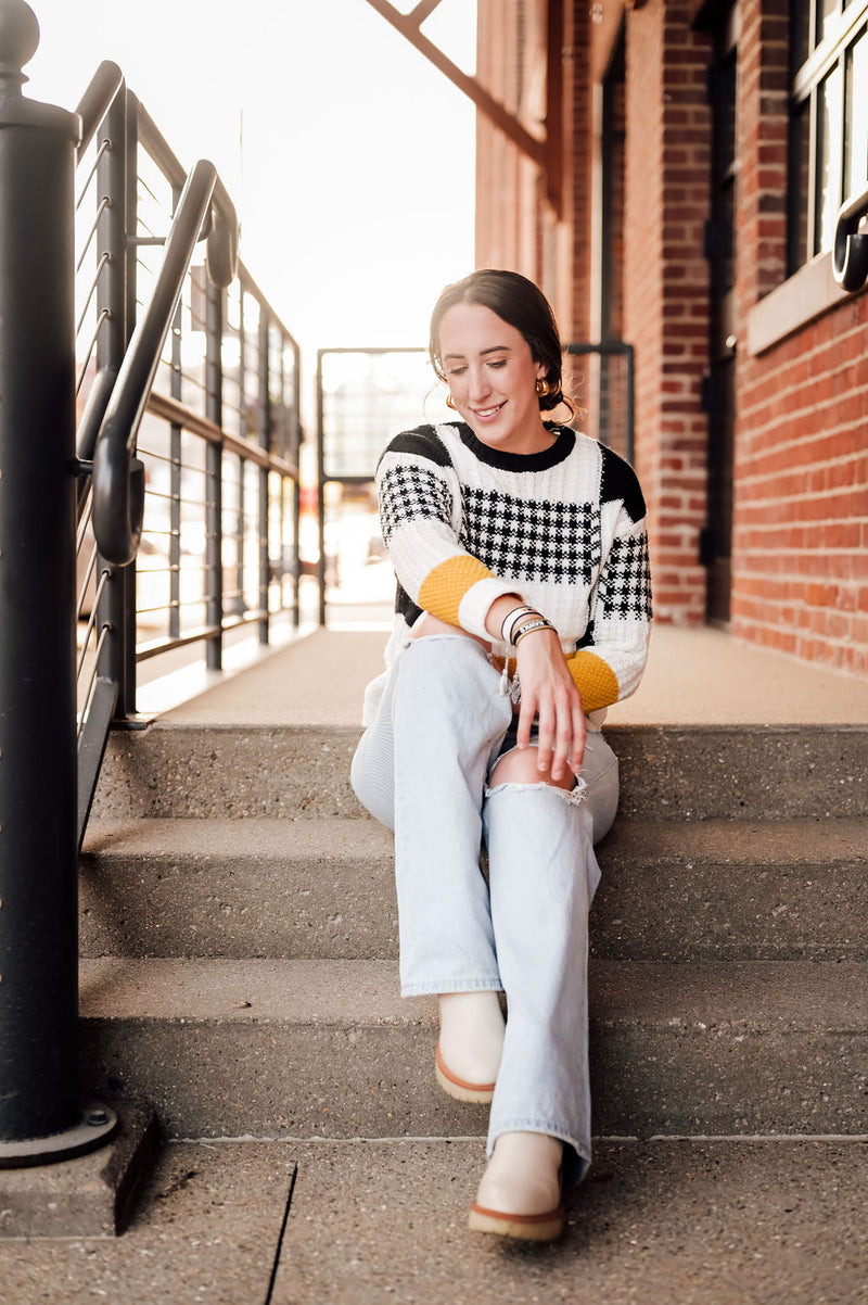 Black+Yellow Colorblock Sweater