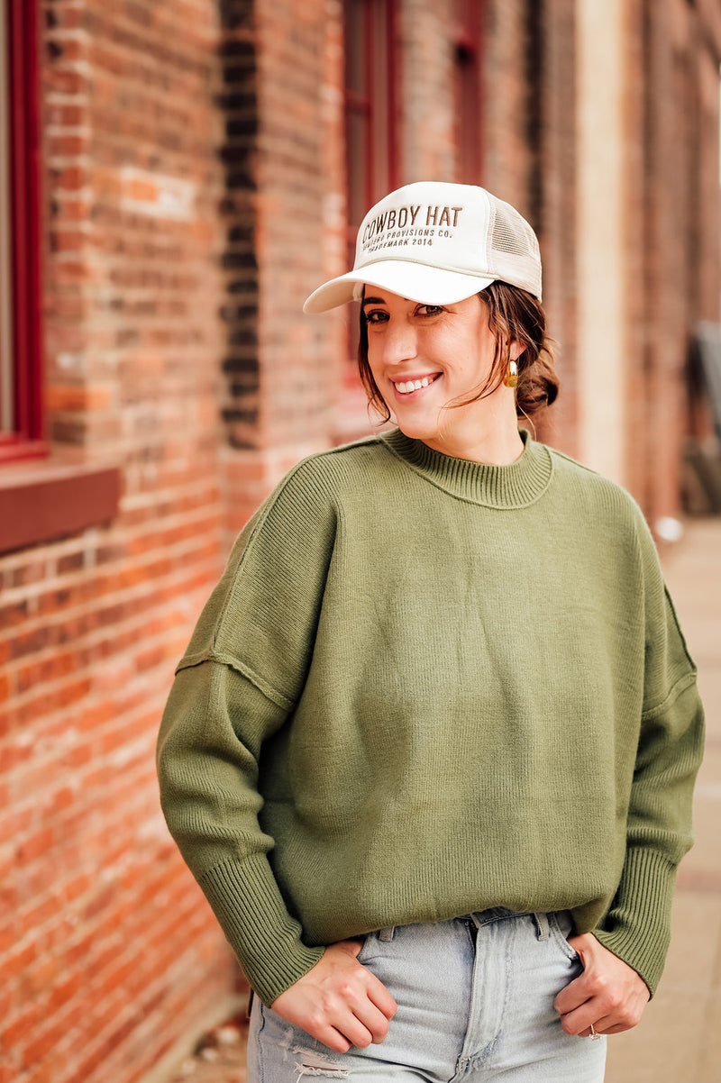 Oversized Knit Sweater Olive