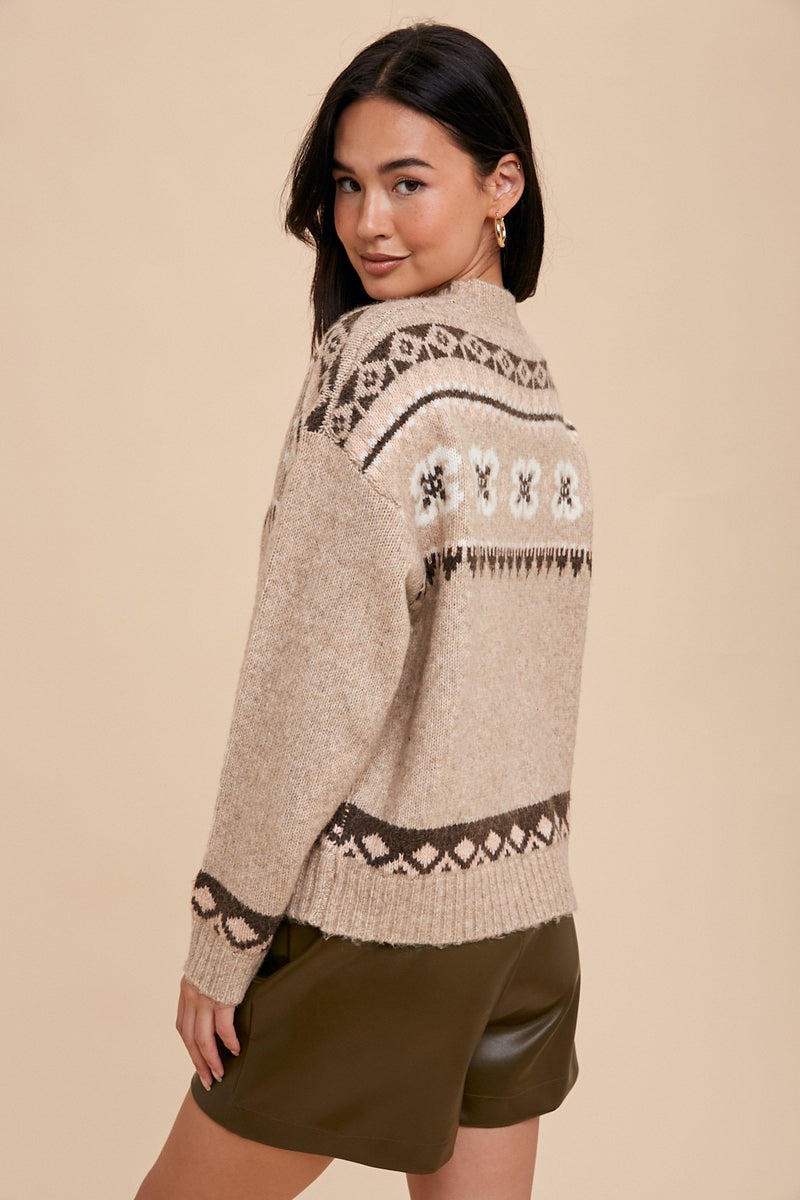 Brown Fairisle Crewneck Sweater