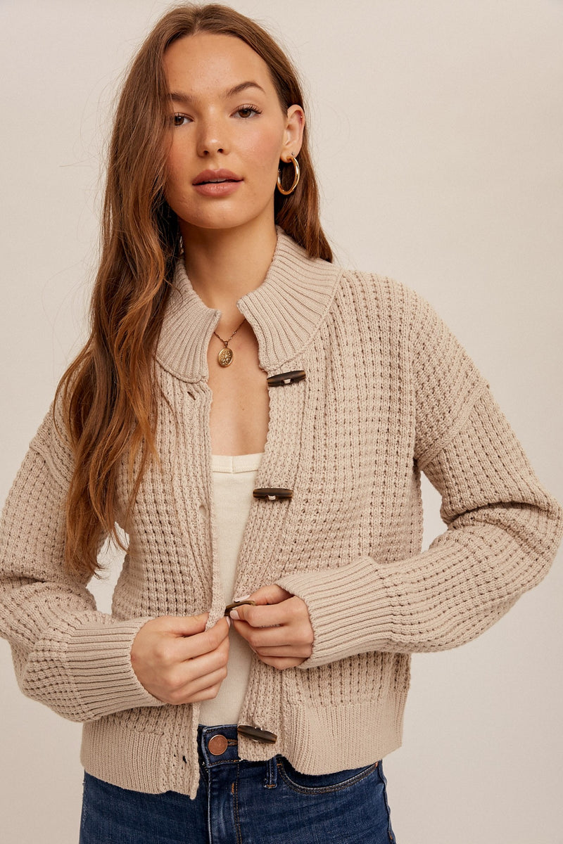 Taupe Wooden Toggle Cardi