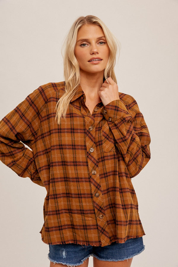 Rust Washed Plaid Top