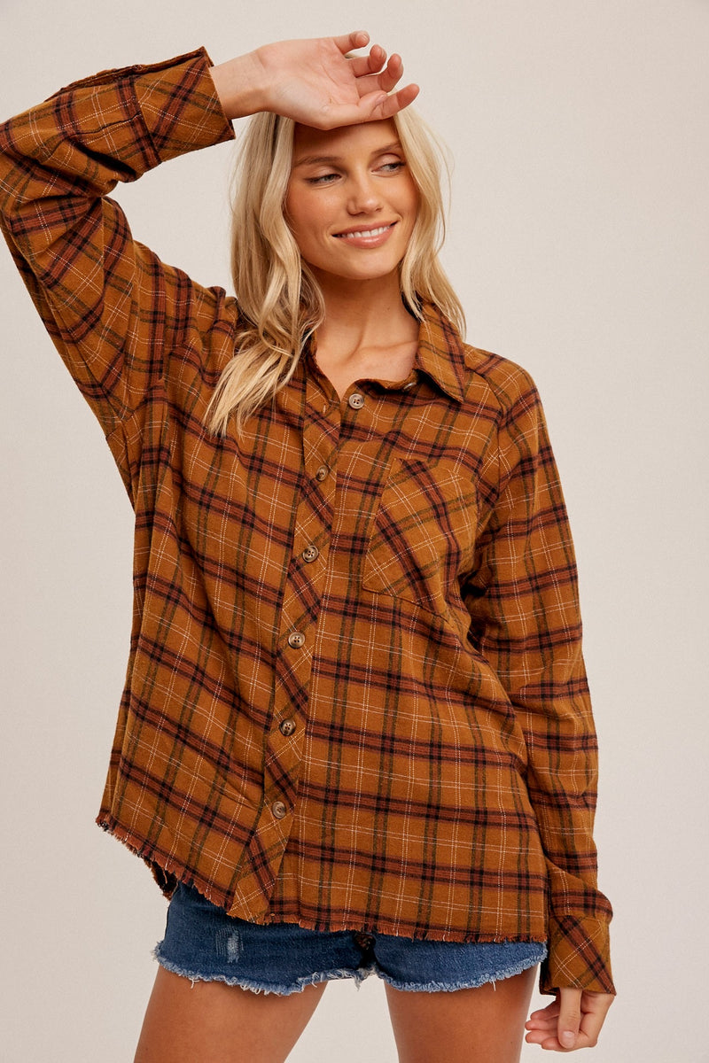 Rust Washed Plaid Top