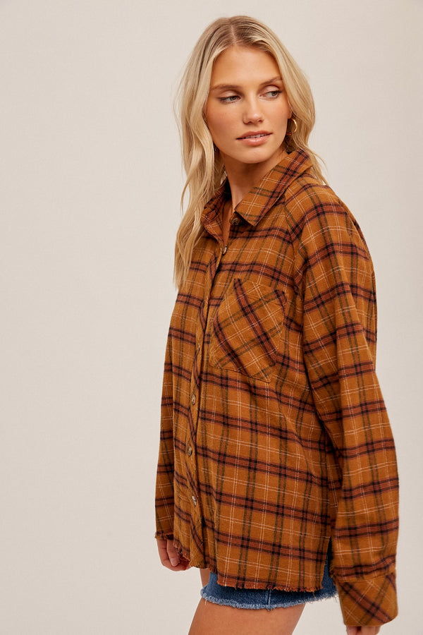 Rust Washed Plaid Top