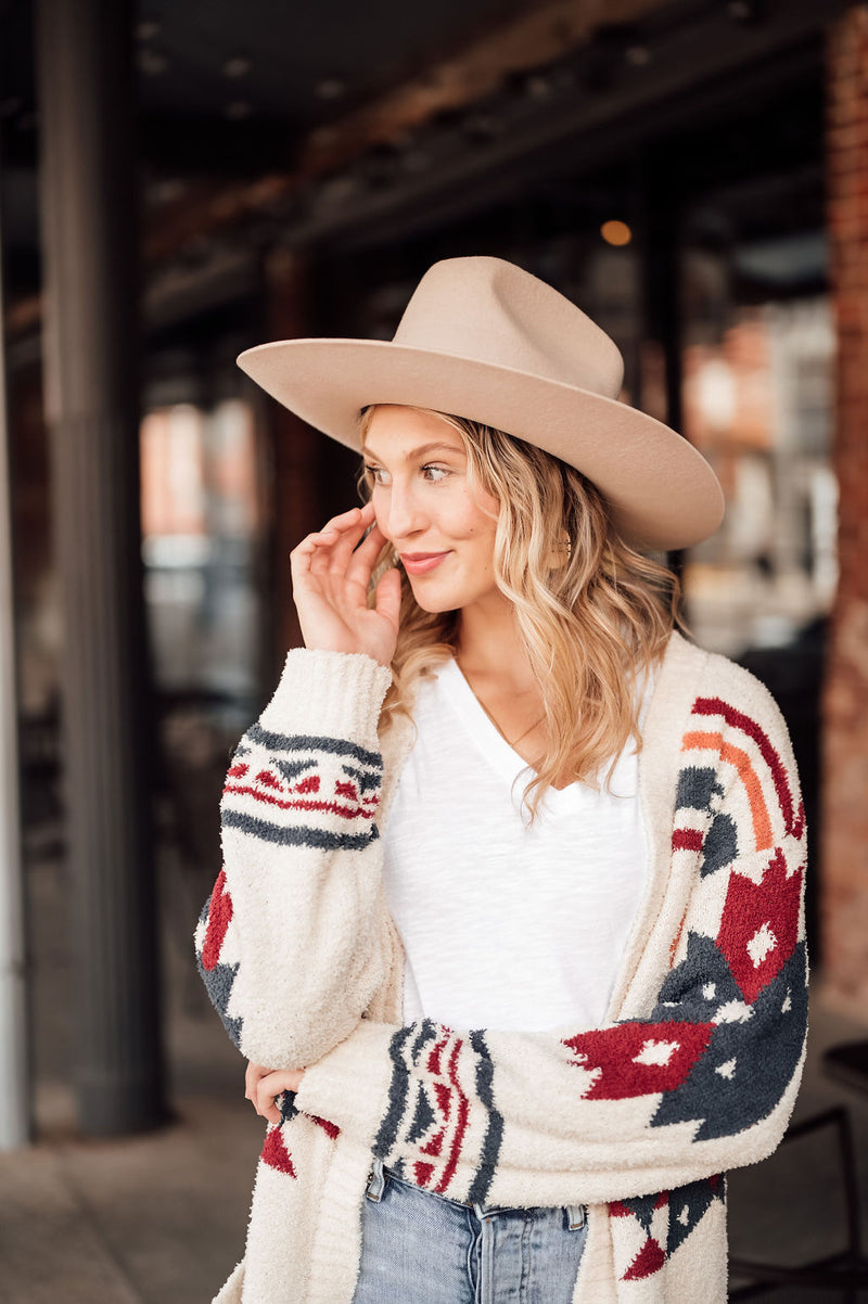 Cozy Geo Print Cardigan