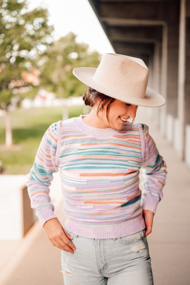 Lavender + Teal Stripe Sweater