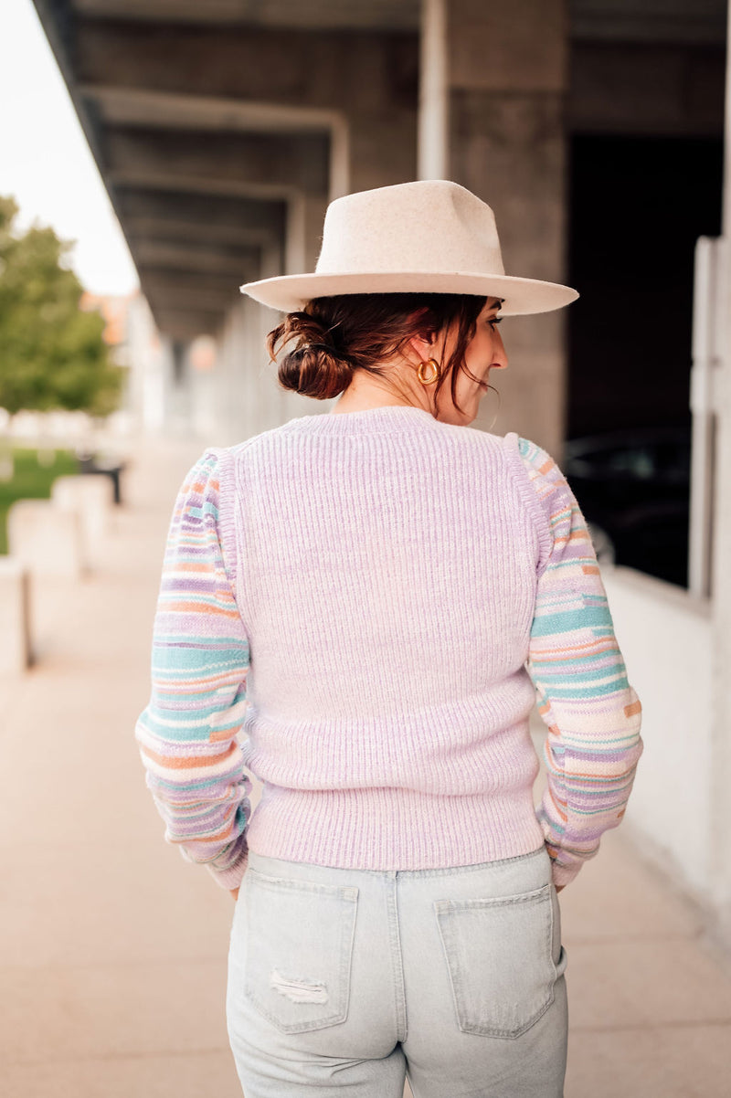 Lavender + Teal Stripe Sweater
