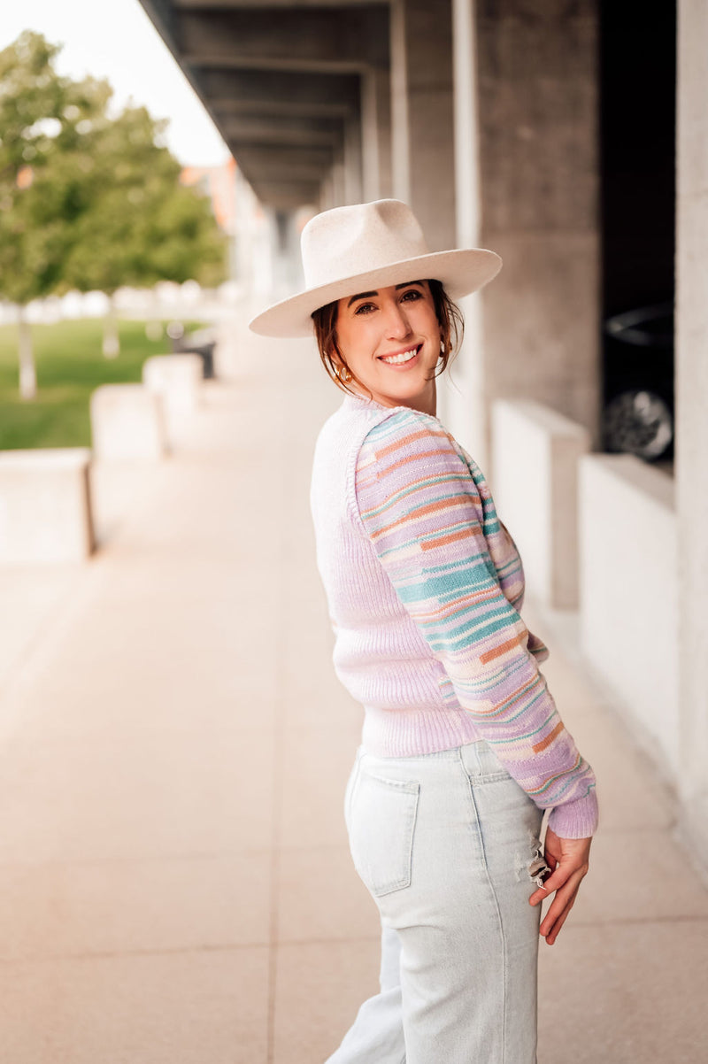 Lavender + Teal Stripe Sweater