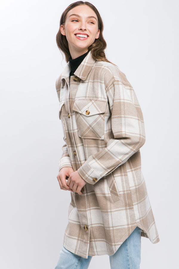 Oversized Long Plaid Jacket