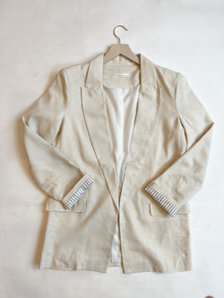 Contrast Lining Linen Blazer