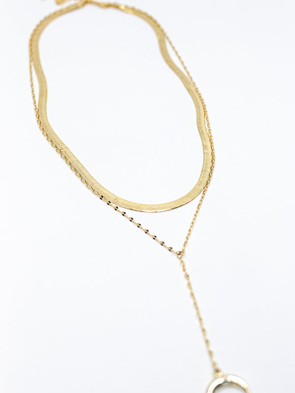 Herringbone + Horn Layered Necklace