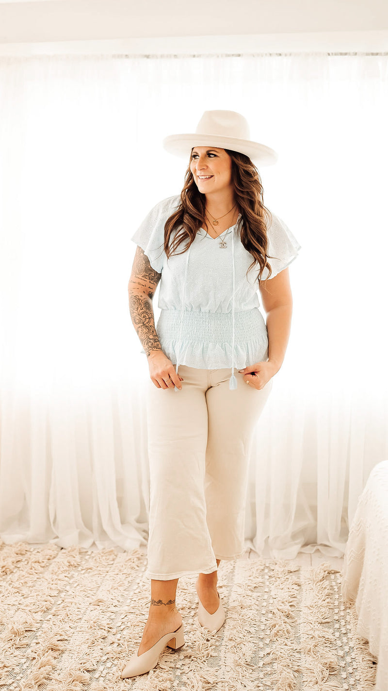 Be My Baby Blue Eyelet Top