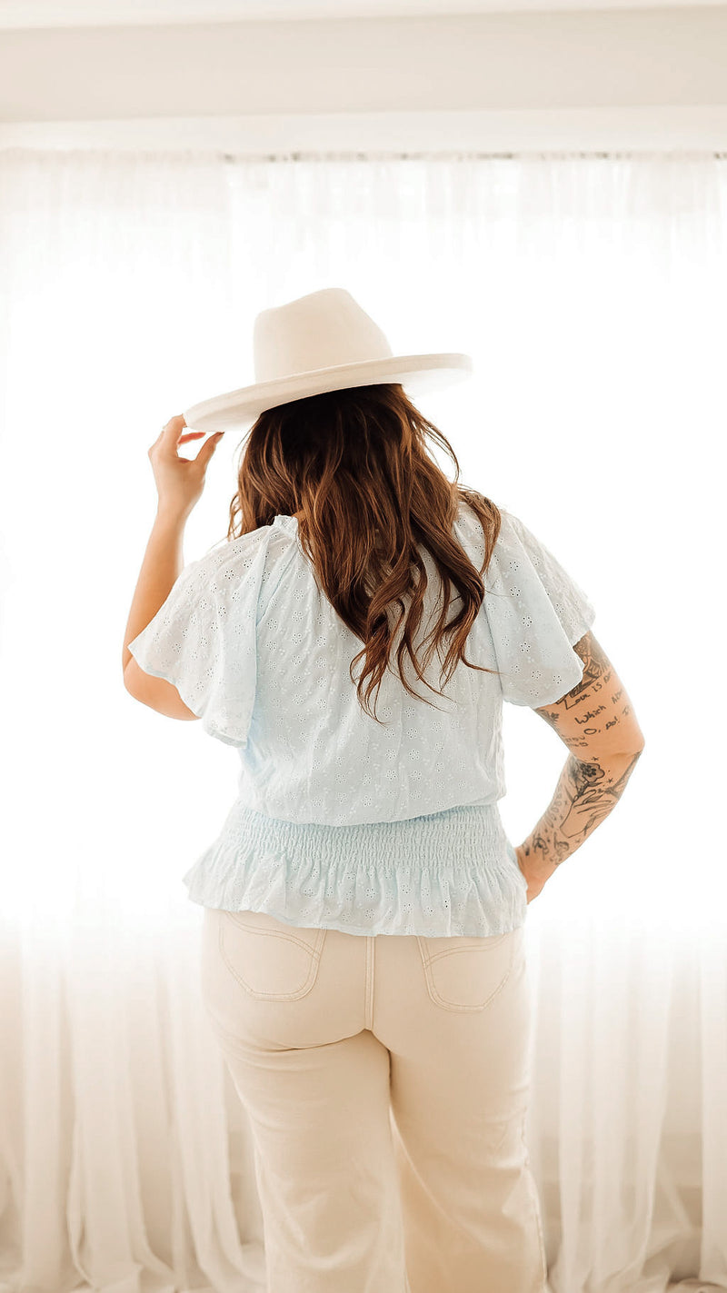 Be My Baby Blue Eyelet Top