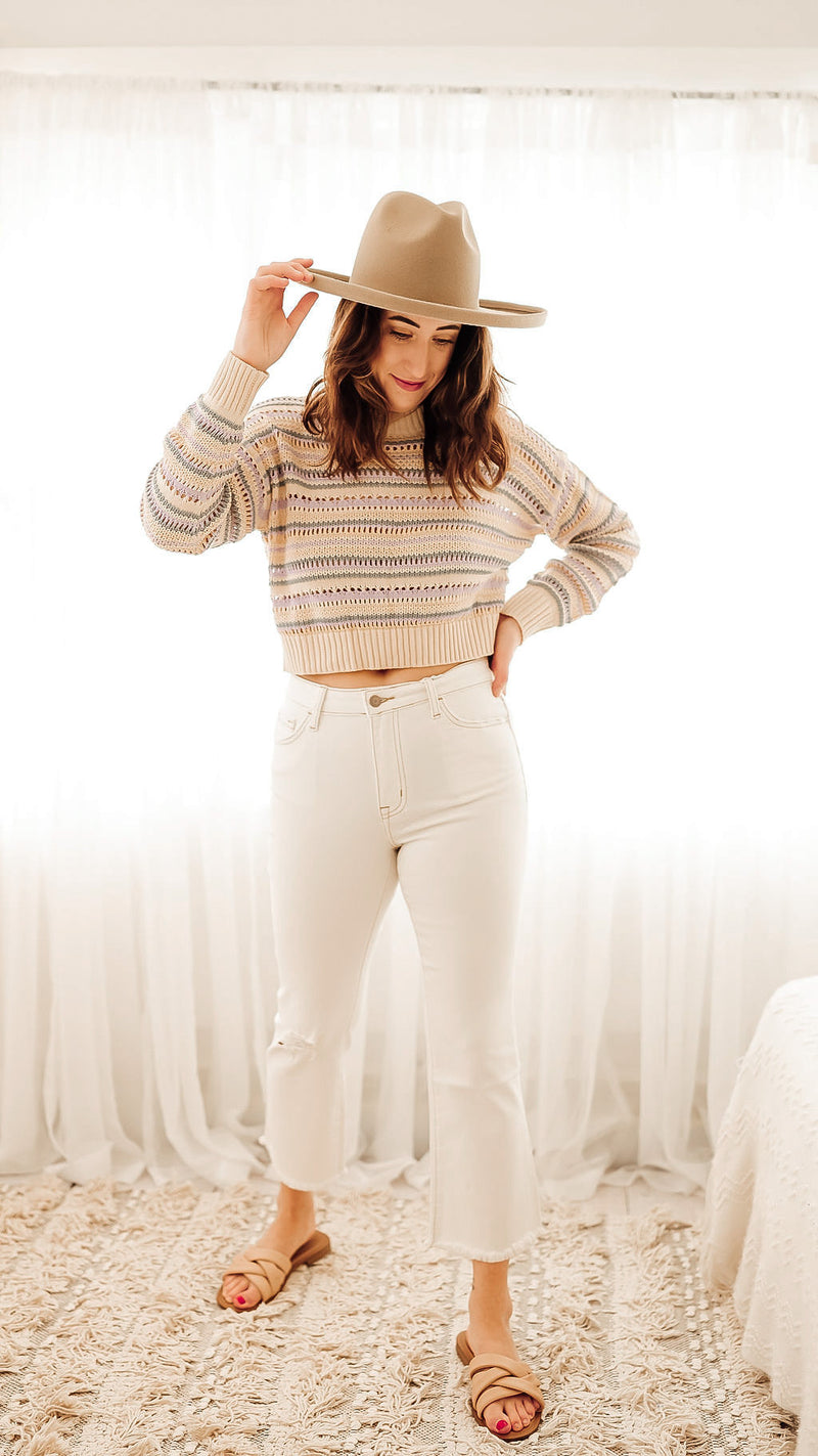 Yara Striped Knit Crop Sweater