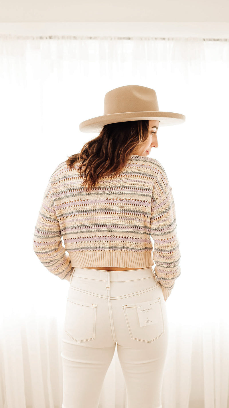 Yara Striped Knit Crop Sweater