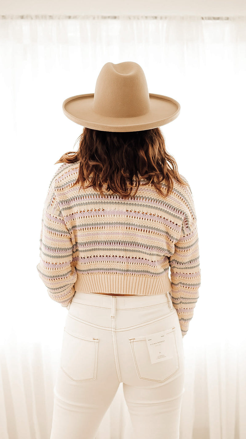 Yara Striped Knit Crop Sweater