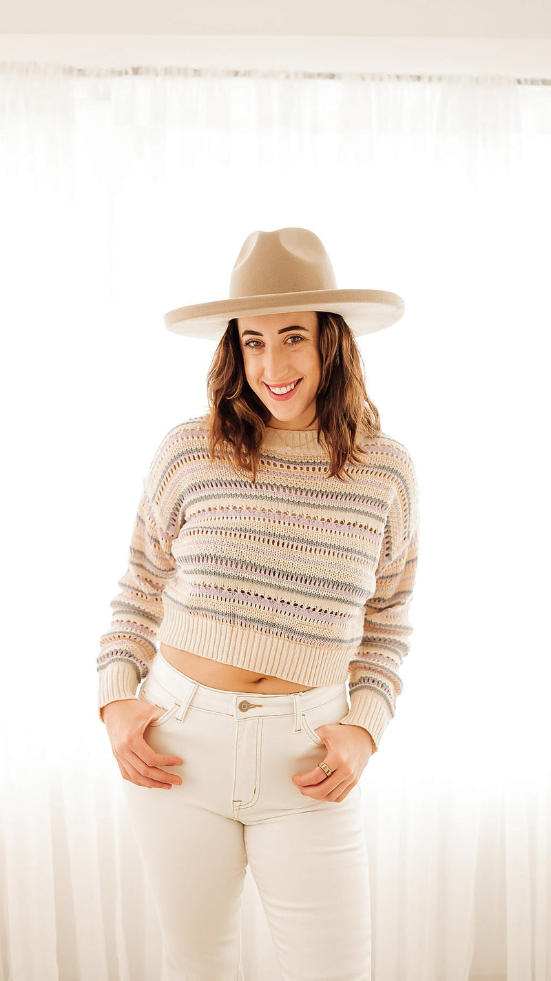 Yara Striped Knit Crop Sweater