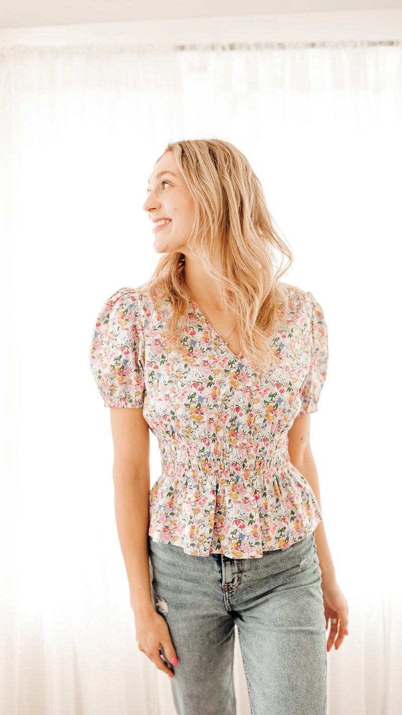 Floral + Frills Peplum Top