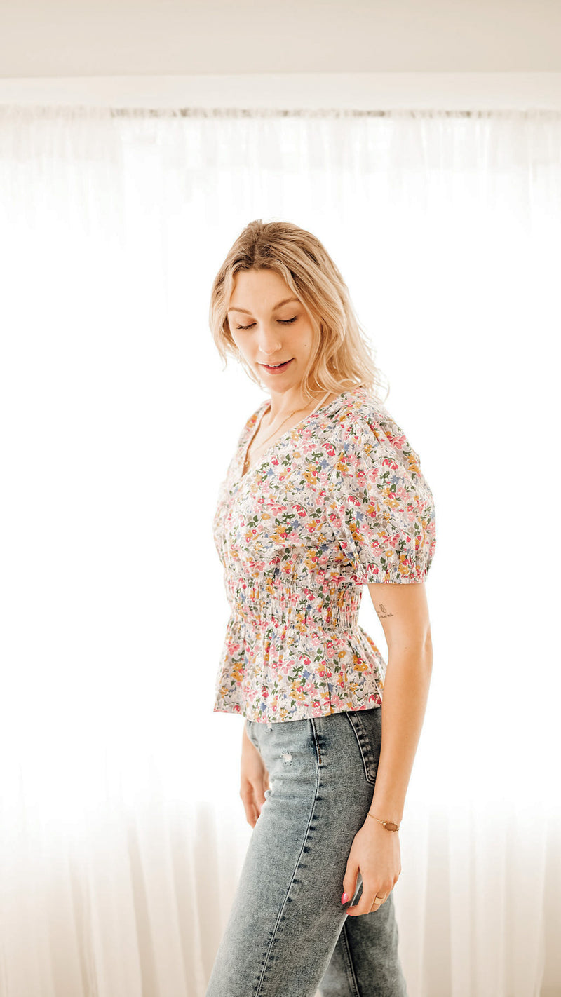 Floral + Frills Peplum Top