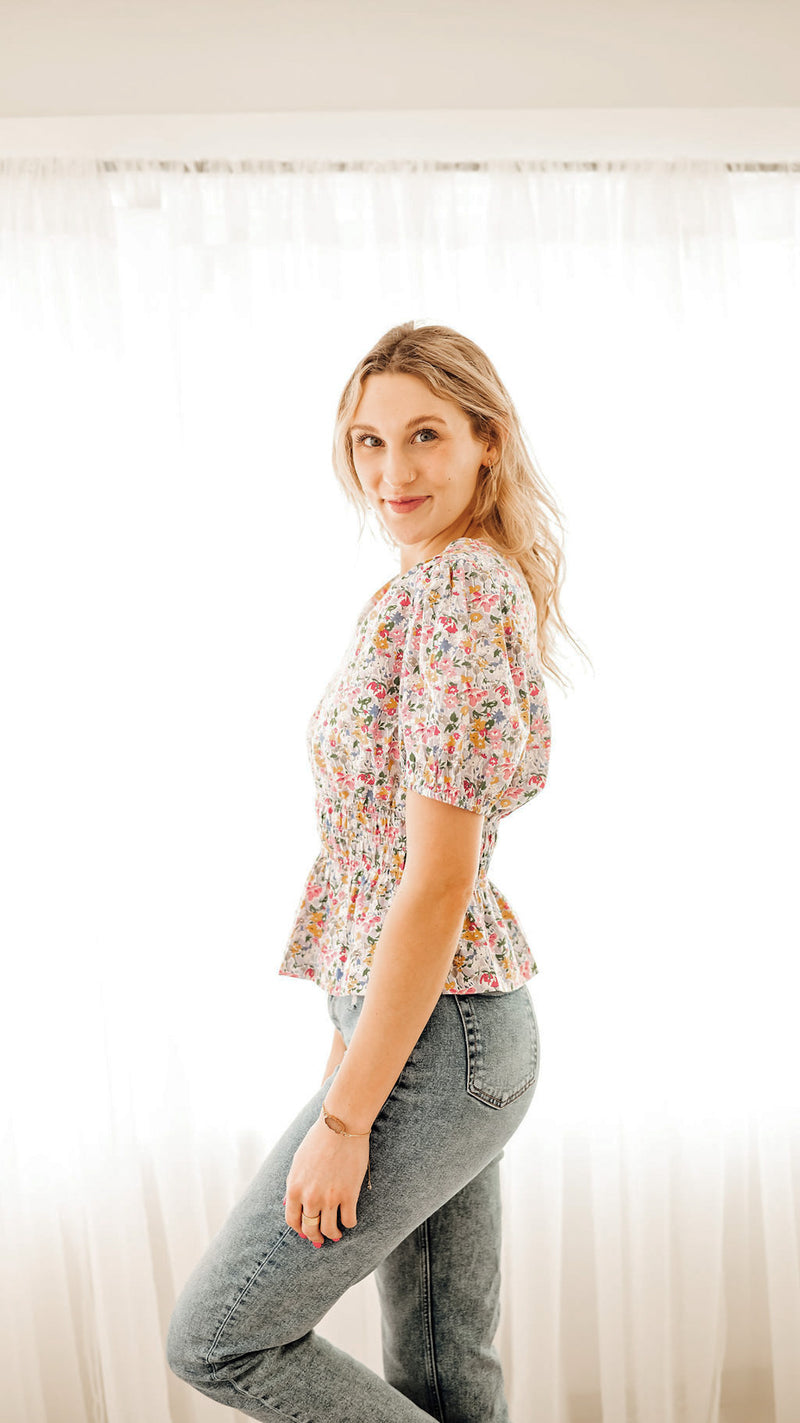 Floral + Frills Peplum Top
