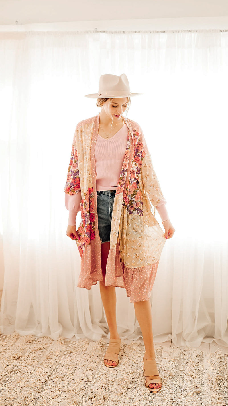 Sheridan Floral + Polka Dot Patchwork Kimono