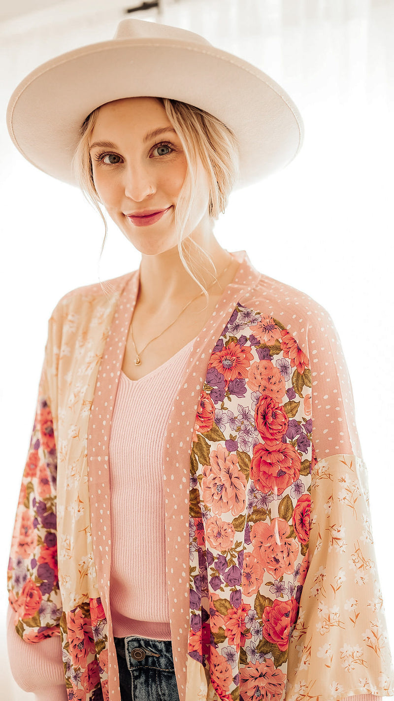 Sheridan Floral + Polka Dot Patchwork Kimono