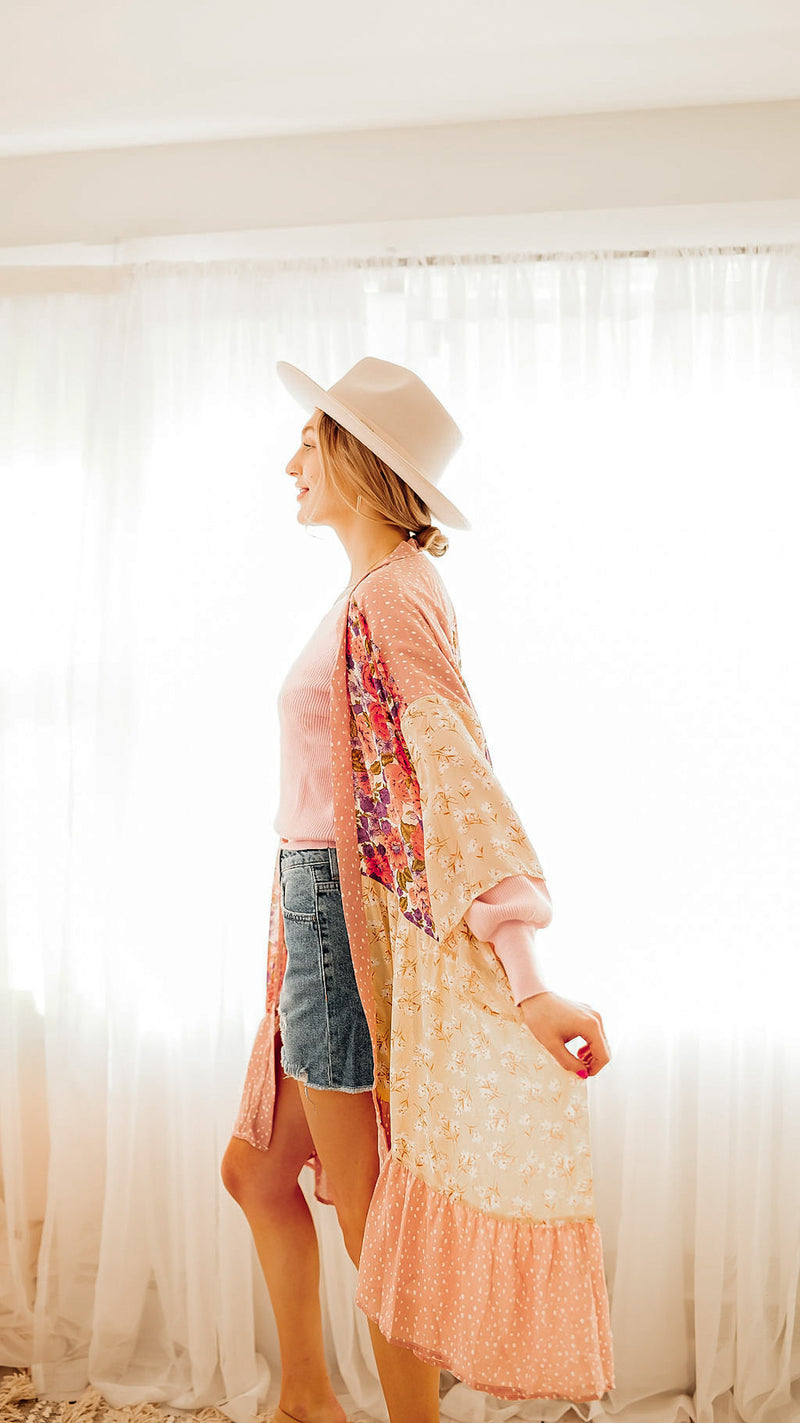 Sheridan Floral + Polka Dot Patchwork Kimono