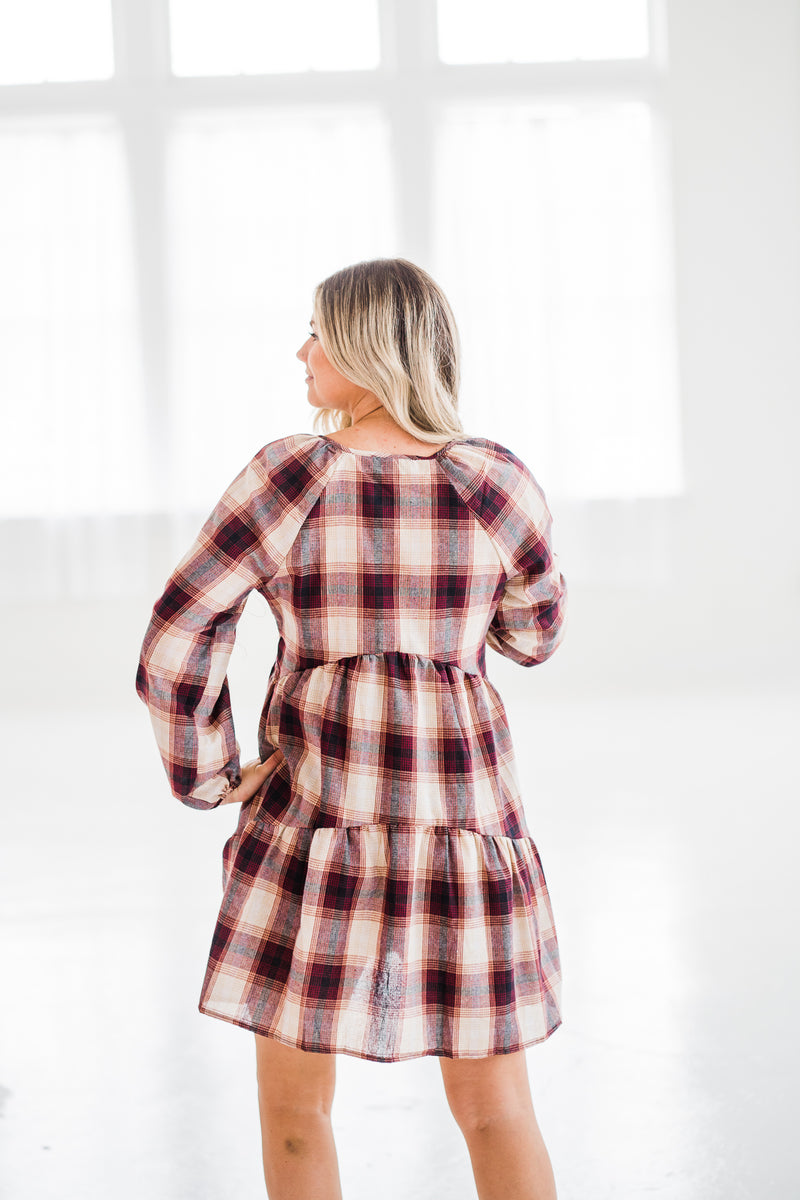 Daphne Plaid Tiered Dress