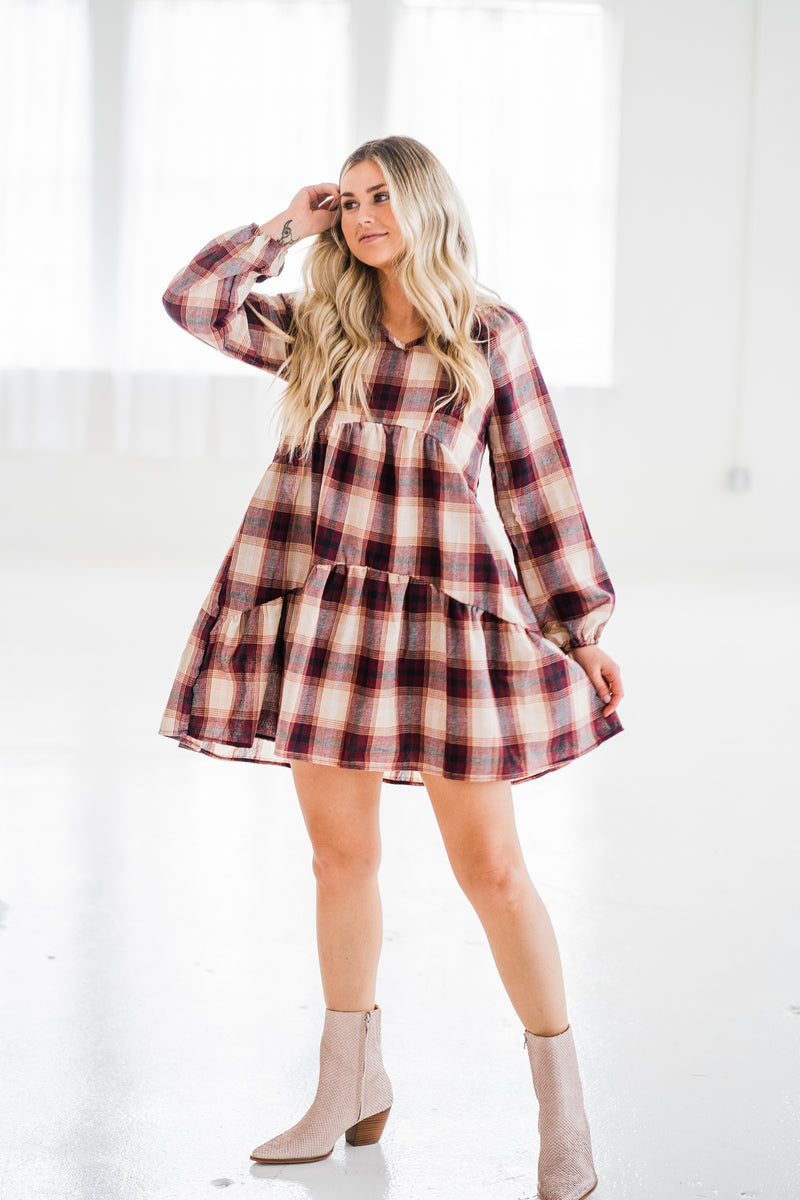 Daphne Plaid Tiered Dress