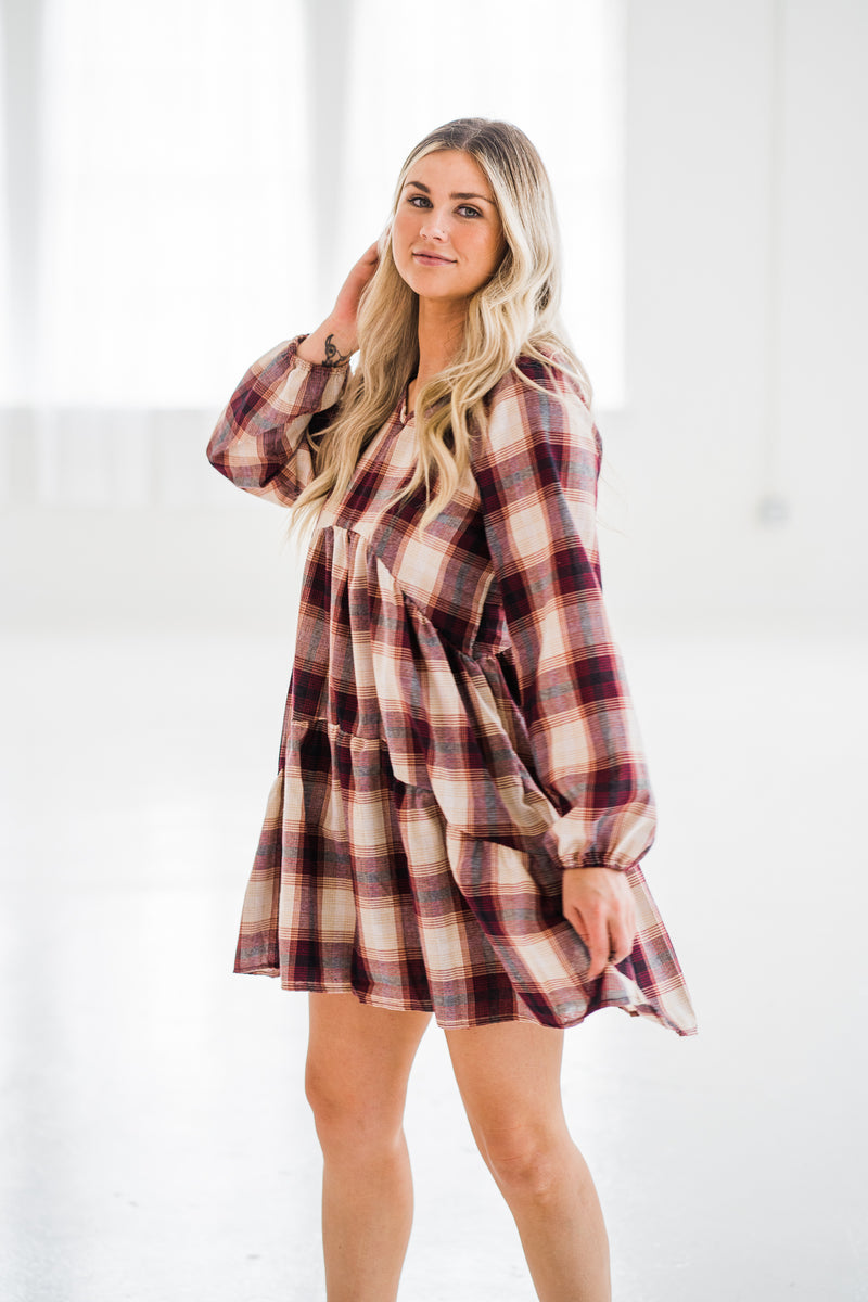 Daphne Plaid Tiered Dress