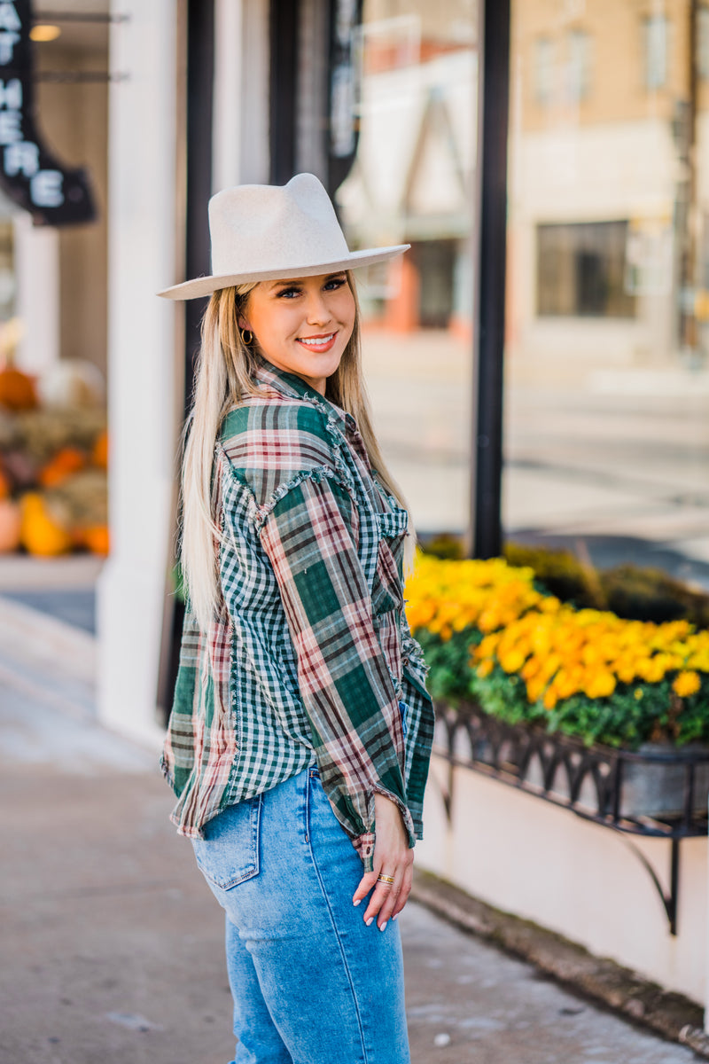 Hunter Mixed Plaid Button Up