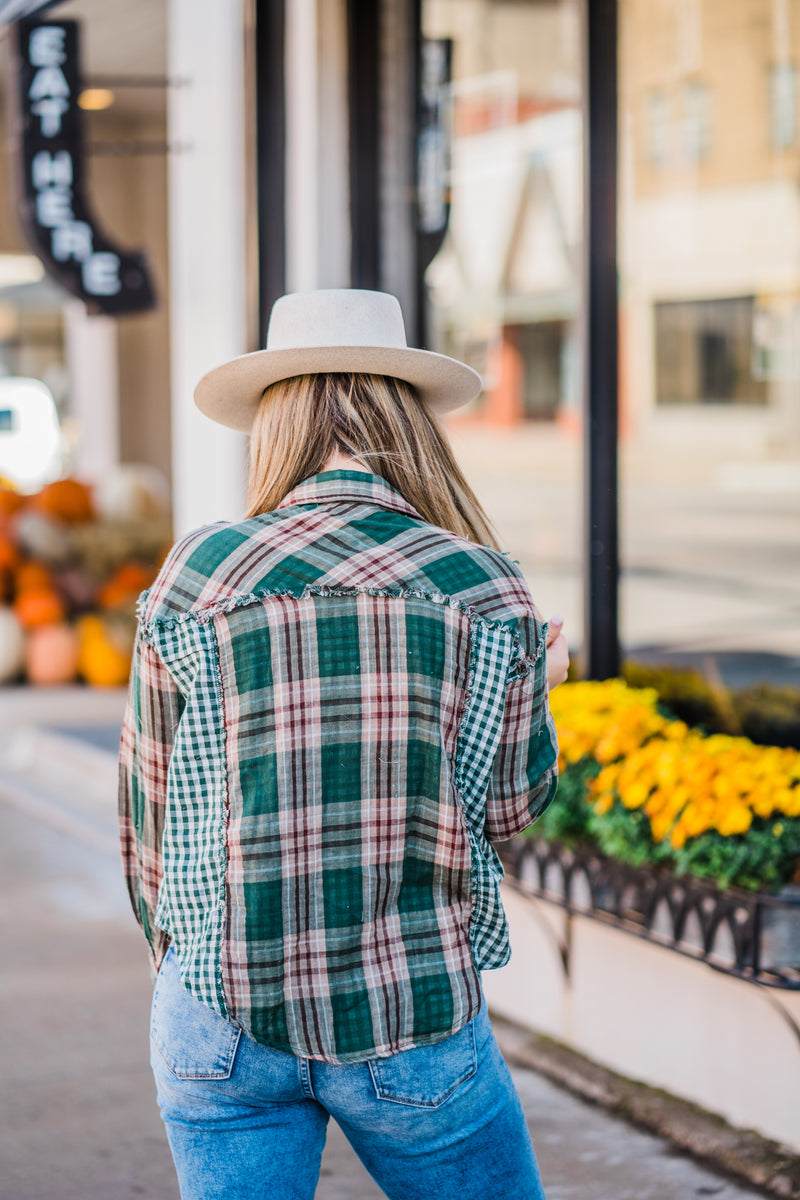 Hunter Mixed Plaid Button Up