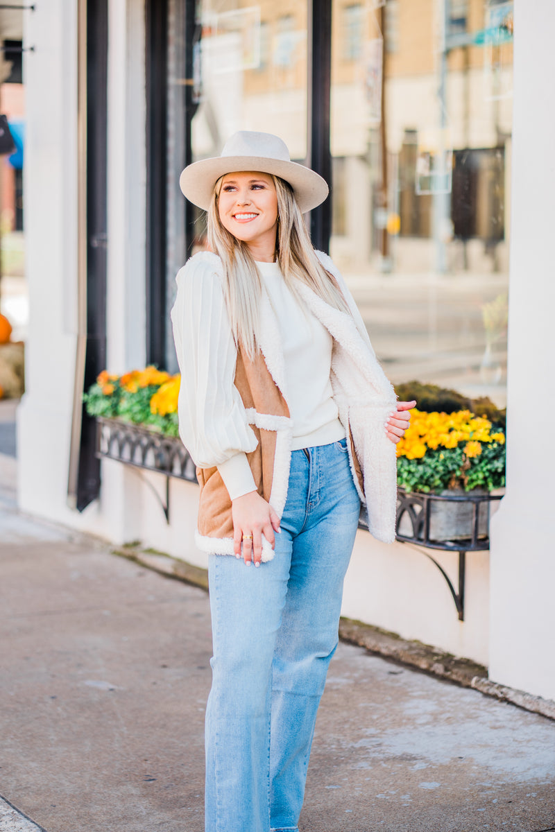 Driftwood Suede + Sherling Vest